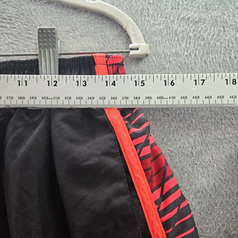 Nike Men Swimwear Large Black Red‎ Striped Swim Trunks Swoosh Logo Drawstring